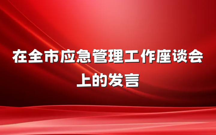 在全市应急管理工作座谈会上的发言
