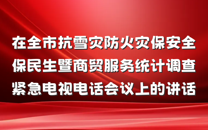在全市抗雪灾防火灾保安全保民生暨商贸服务统计调查紧急电视电话会议上的讲话