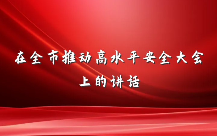 在全市推动高水平安全大会上的讲话