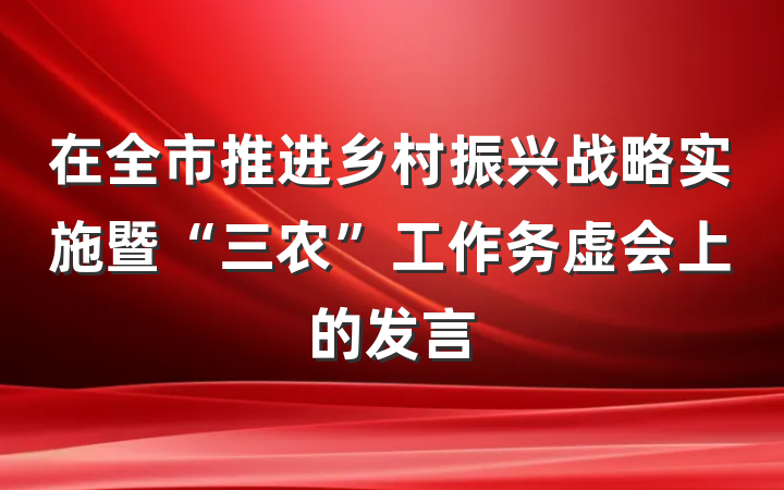 在全市推进乡村振兴战略实施暨“三农”工作务虚会上的发言