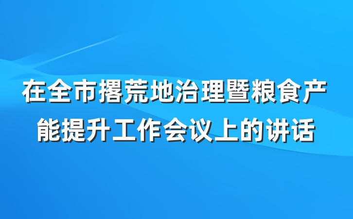 在全市撂荒地治理暨粮食产能提升工作会议上的讲话