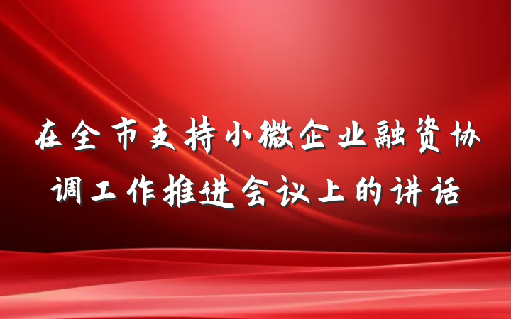 在全市支持小微企业融资协调工作推进会议上的讲话