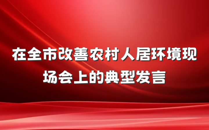 在全市改善农村人居环境现场会上的典型发言