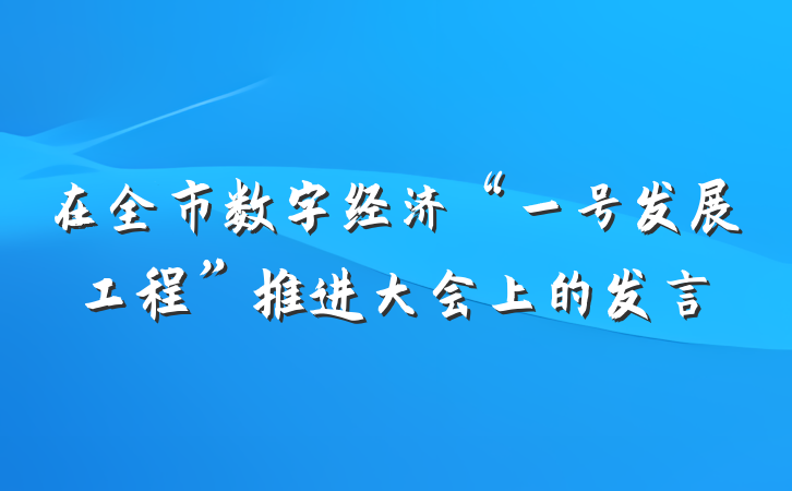 在全市数字经济“一号发展工程”推进大会上的发言