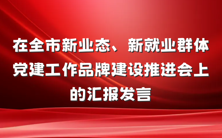 在全市新业态、新就业群体党建工作品牌建设推进会上的汇报发言