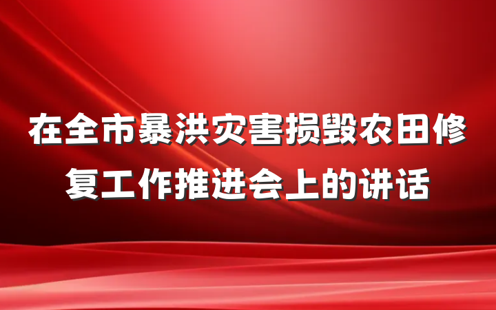 在全市暴洪灾害损毁农田修复工作推进会上的讲话