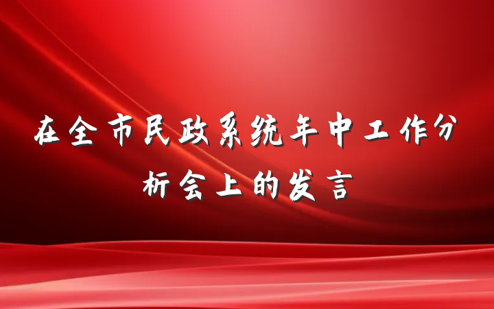 在全市民政系统年中工作分析会上的发言