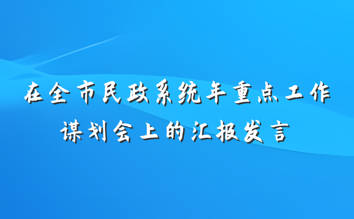 在全市民政系统年重点工作谋划会上的汇报发言