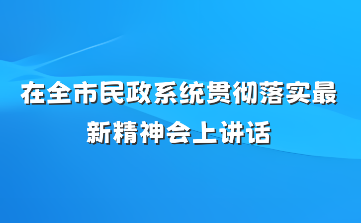 在全市民政系统贯彻落实最新精神会上讲话