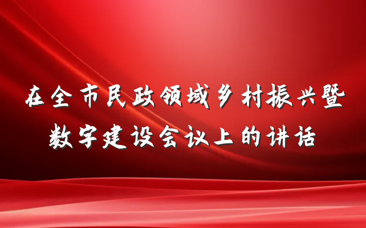 在全市民政领域乡村振兴暨数字建设会议上的讲话