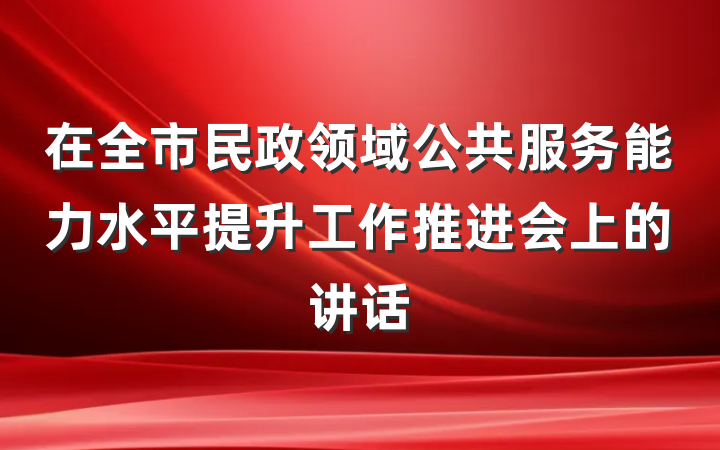 在全市民政领域公共服务能力水平提升工作推进会上的讲话