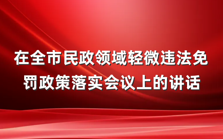 在全市民政领域轻微违法免罚政策落实会议上的讲话