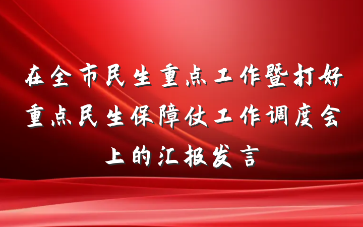 在全市民生重点工作暨打好重点民生保障仗工作调度会上的汇报发言