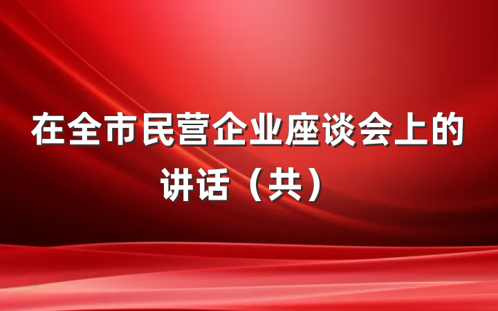 在全市民营企业座谈会上的讲话（共）