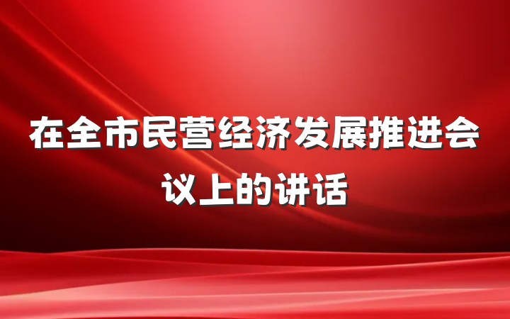 在全市民营经济发展推进会议上的讲话