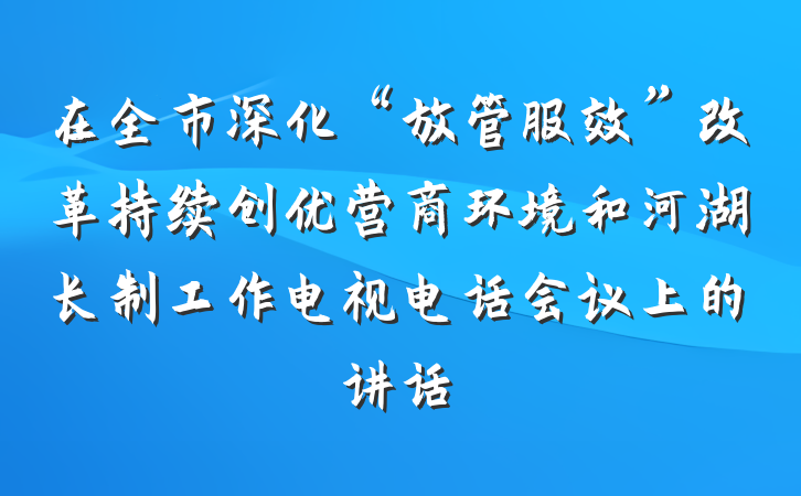 在全市深化“放管服效”改革持续创优营商环境和河湖长制工作电视电话会议上的讲话