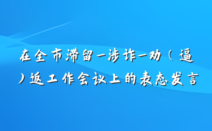 在全市滞留_涉诈_劝（逼）返工作会议上的表态发言