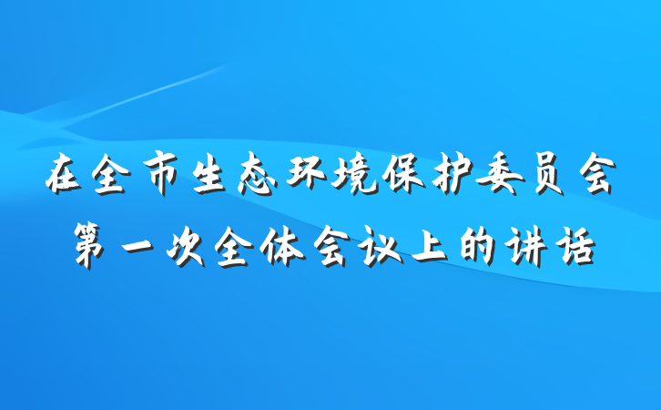 在全市生态环境保护委员会第一次全体会议上的讲话