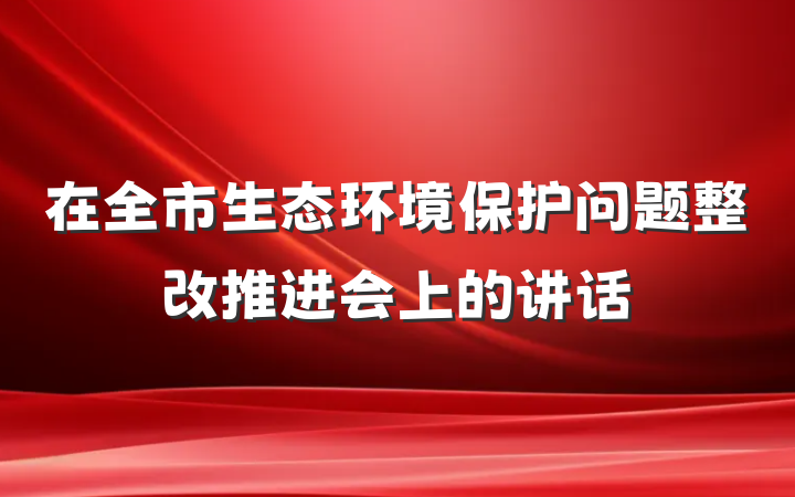 在全市生态环境保护问题整改推进会上的讲话