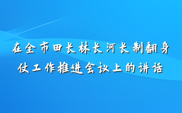 在全市田长林长河长制翻身仗工作推进会议上的讲话