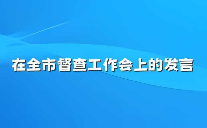 在全市督查工作会上的发言