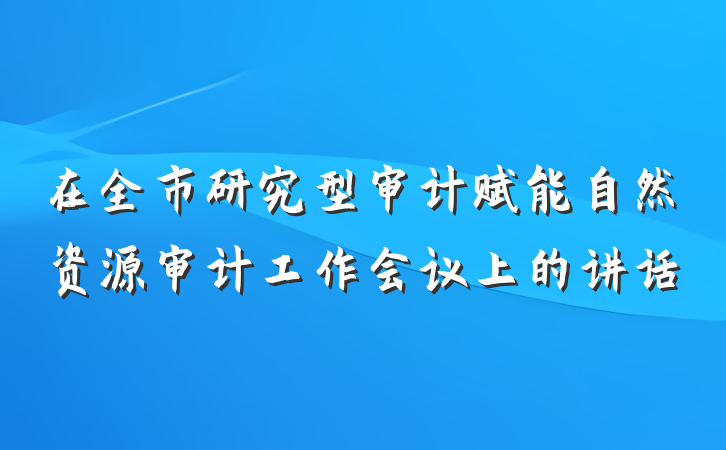在全市研究型审计赋能自然资源审计工作会议上的讲话