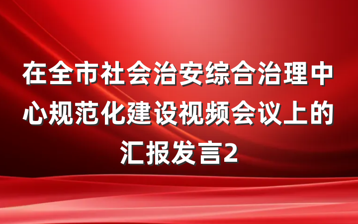 在全市社会治安综合治理中心规范化建设视频会议上的汇报发言2