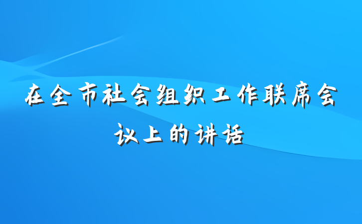 在全市社会组织工作联席会议上的讲话