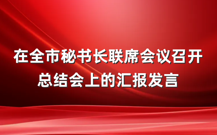 在全市秘书长联席会议召开总结会上的汇报发言