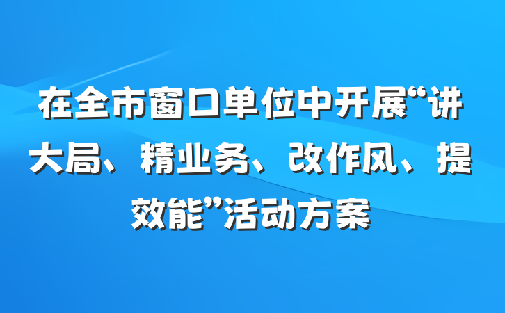 在全市窗口单位中开展“讲大局、精业务、改作风、提效能”活动方案
