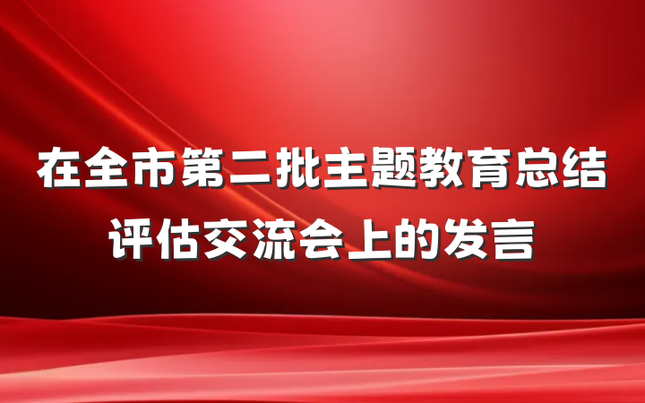 在全市第二批主题教育总结评估交流会上的发言