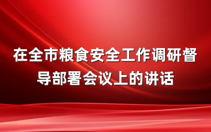 在全市粮食安全工作调研督导部署会议上的讲话