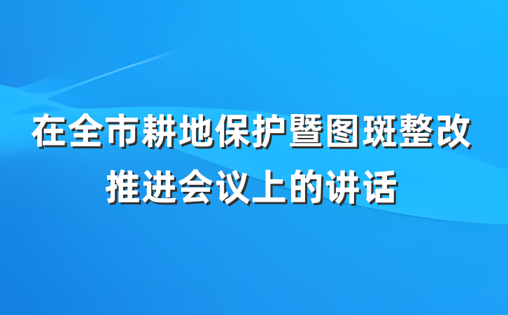 在全市耕地保护暨图斑整改推进会议上的讲话