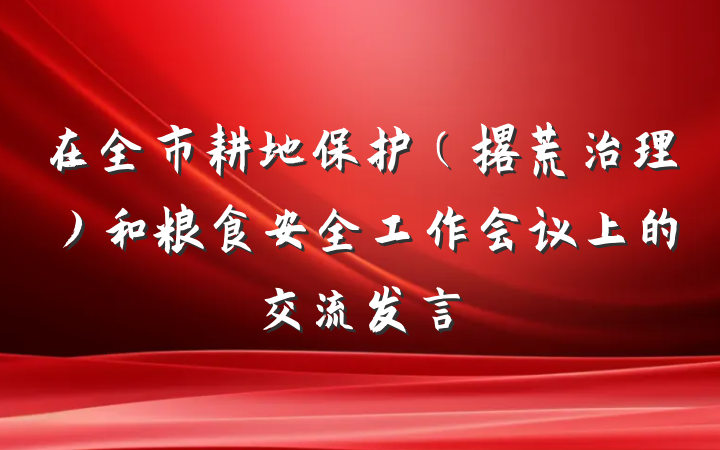 在全市耕地保护（撂荒治理）和粮食安全工作会议上的交流发言