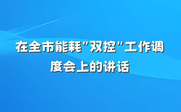 在全市能耗＂双控＂工作调度会上的讲话