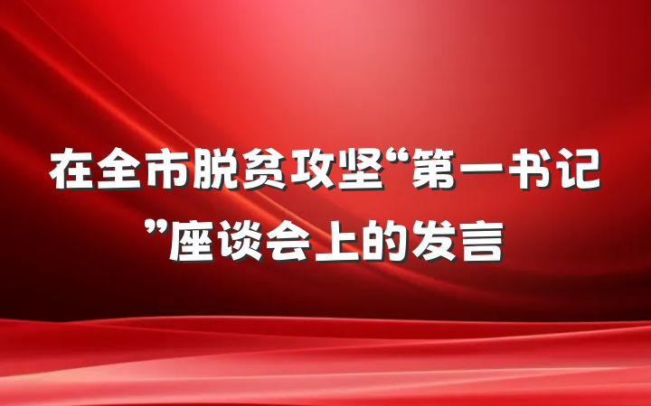 在全市脱贫攻坚“第一书记”座谈会上的发言