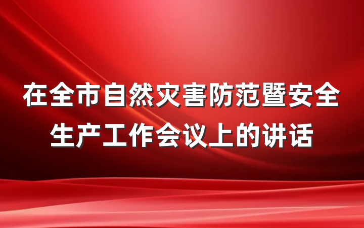 在全市自然灾害防范暨安全生产工作会议上的讲话