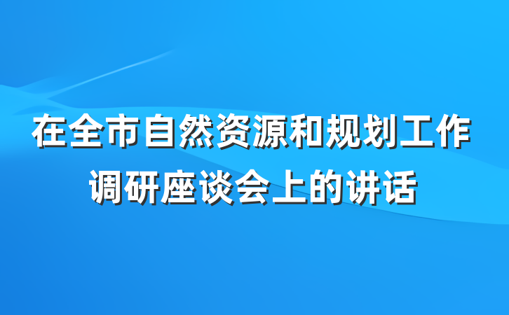 在全市自然资源和规划工作调研座谈会上的讲话