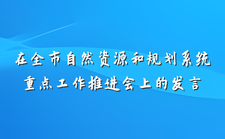 在全市自然资源和规划系统重点工作推进会上的发言