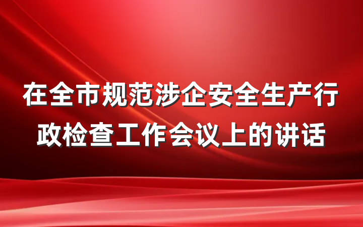 在全市规范涉企安全生产行政检查工作会议上的讲话