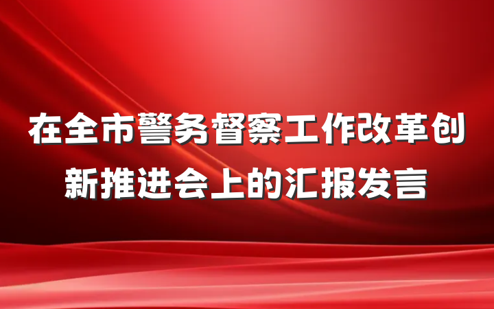 在全市警务督察工作改革创新推进会上的汇报发言