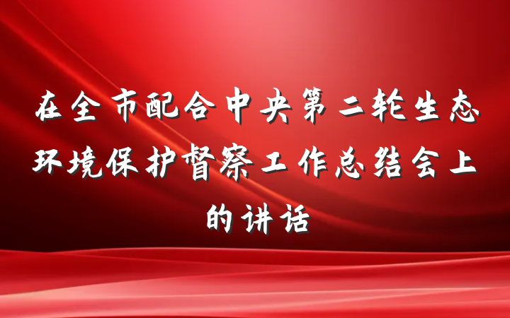 在全市配合中央第二轮生态环境保护督察工作总结会上的讲话
