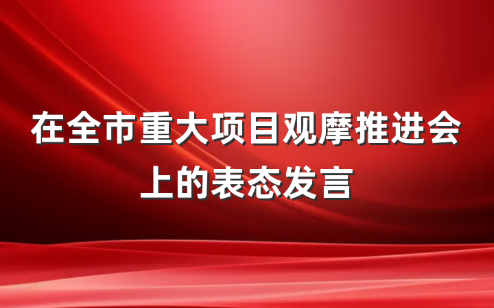 在全市重大项目观摩推进会上的表态发言