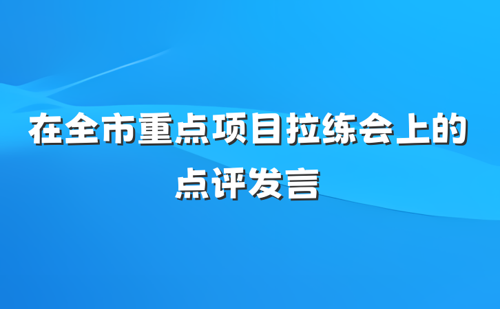 在全市重点项目拉练会上的点评发言