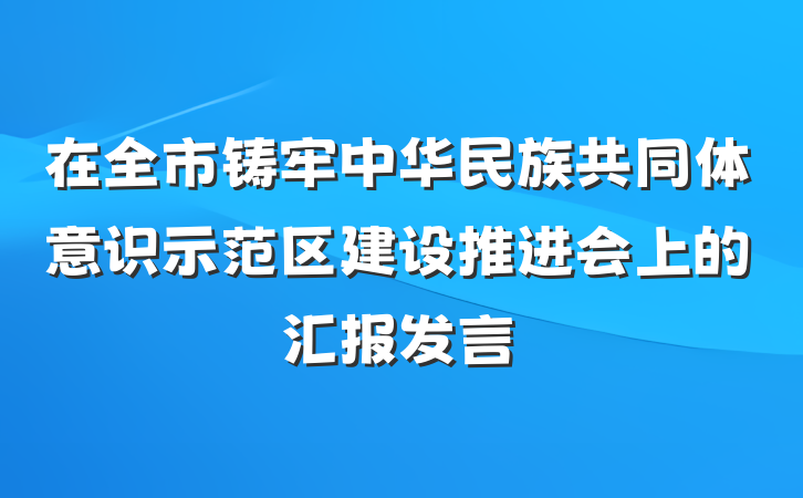 在全市铸牢中华民族共同体意识示范区建设推进会上的汇报发言