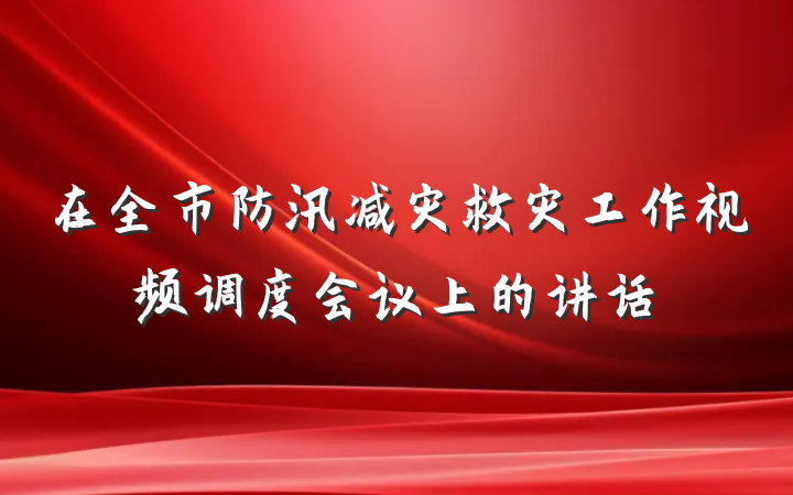 在全市防汛减灾救灾工作视频调度会议上的讲话
