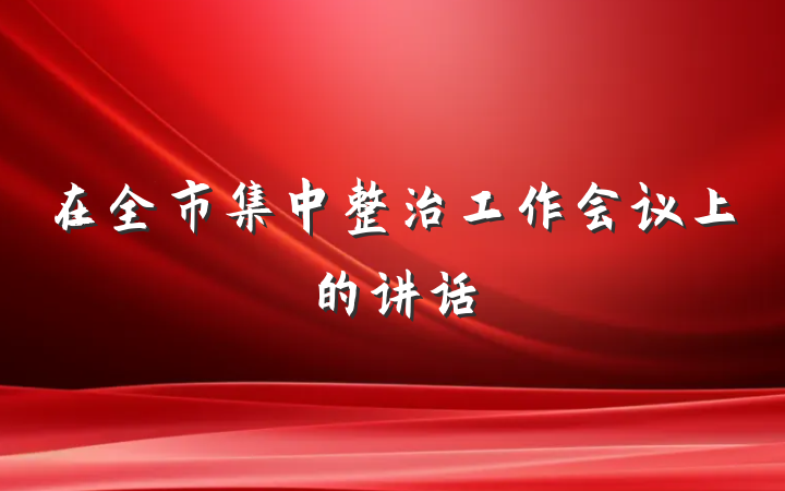 在全市集中整治工作会议上的讲话