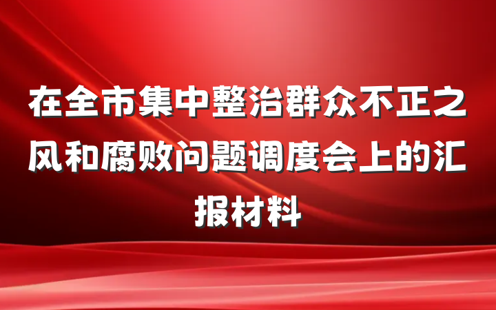 在全市集中整治群众不正之风和腐败问题调度会上的汇报材料