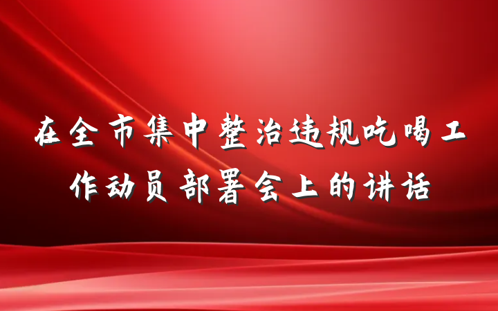 在全市集中整治违规吃喝工作动员部署会上的讲话