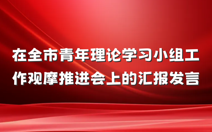 在全市青年理论学习小组工作观摩推进会上的汇报发言